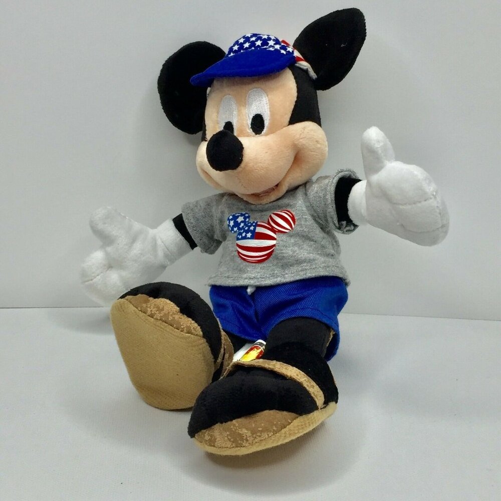 Disney Mickey Mouse 10" Mini Bean Bag Patriotic Plush Toy American Flag Stuffie
